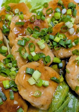 鶏ミンチ＆れんこんバーグ♪甘酢でとろ～り-レシピのメイン写真