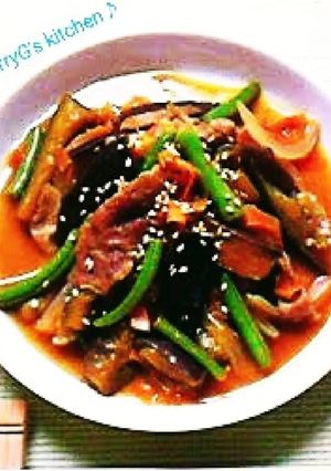 ☆茄子と豚肉といんげん豆の甘辛炒め♪-レシピのメイン写真