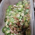 オクラと梅肉とカツオ節と味ぽんあえ