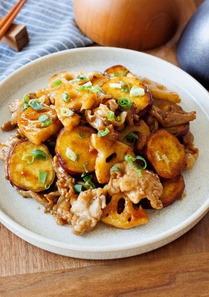 【豚こま蓮根とさつまいもの甘酢炒め】ご飯が進む♪-レシピのメイン写真