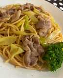 簡単！肉と長ねぎのさっぱり和風パスタ