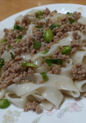 枝豆入り肉そぼろの冷やしきしめん-レシピのメイン写真