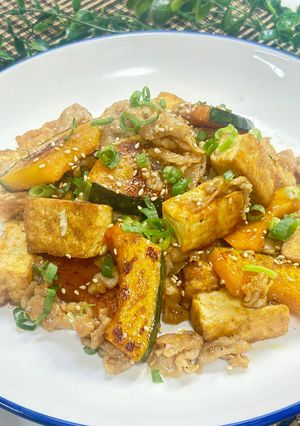厚揚げとかぼちゃと豚肉のこく旨甘辛炒め-レシピのメイン写真