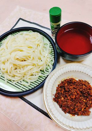 ☆肉味噌を入れて食べるつけうどん美味♬-レシピのメイン写真