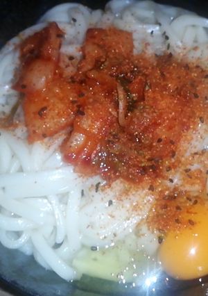 キムチピリ辛 釜玉うどん-レシピのメイン写真