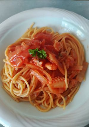 トマトジュースで🍅和風ペスカトーレ-レシピのメイン写真