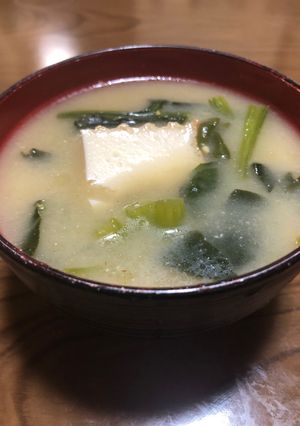 ほうれん草と厚揚げの味噌汁-レシピのメイン写真