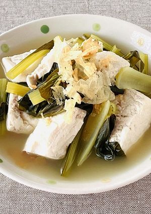 防災レシピ🍲湯煎で🥬小松菜と豆腐の煮浸し-レシピのメイン写真
