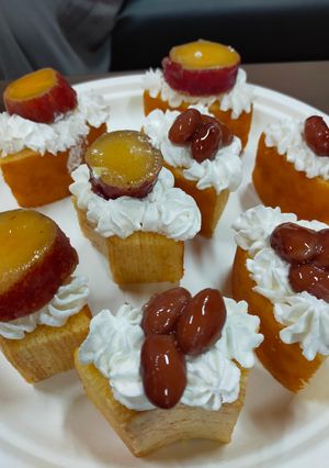 バームクーヘン・生クリーム・煮物のケーキ-レシピのメイン写真