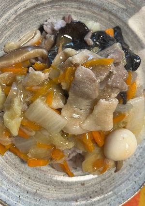 重ねて煮るだけ　　　　　　　五目かけご飯-レシピのメイン写真