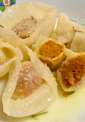 餃子の皮でかぼちゃのトルテリーニ マントヴァ風-レシピのメイン写真
