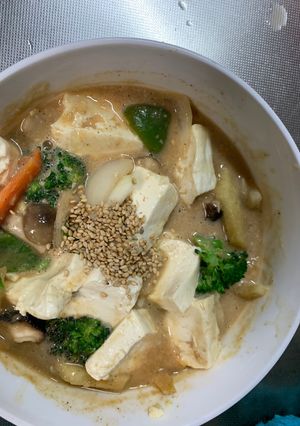 お一人様クリーミー梅炒飯味豆腐野菜炒め-レシピのメイン写真