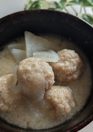 大根と鶏肉団子の味噌汁-レシピのメイン写真