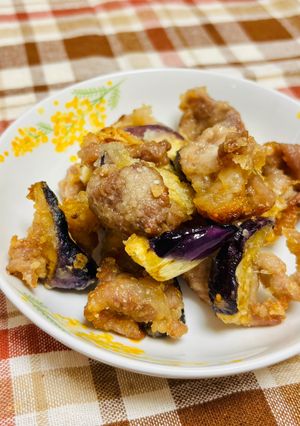 茄子まとわせお肉の塩麹唐揚げ-レシピのメイン写真