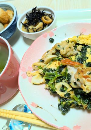 夕飯✧豚ほうれん草の卵炒め-レシピのメイン写真