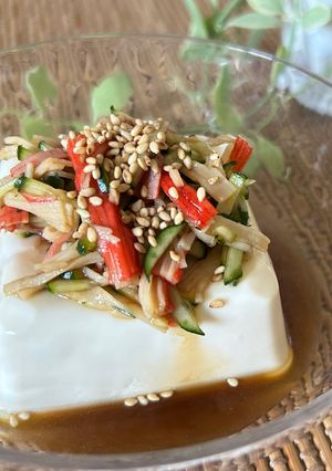簡単3分！カニカマときゅうりの中華風冷奴-レシピのメイン写真