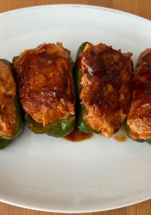 ピーマンの鶏胸肉ひき肉詰め！-レシピのメイン写真