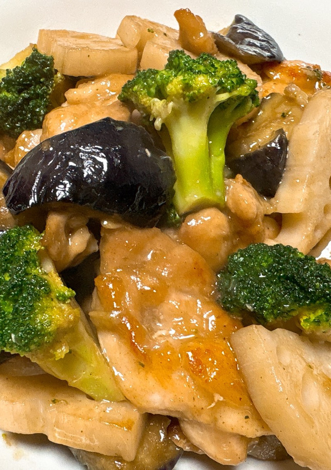 鶏肉と蓮根と揚げなすの和風だし醤油炒め-レシピのメイン写真