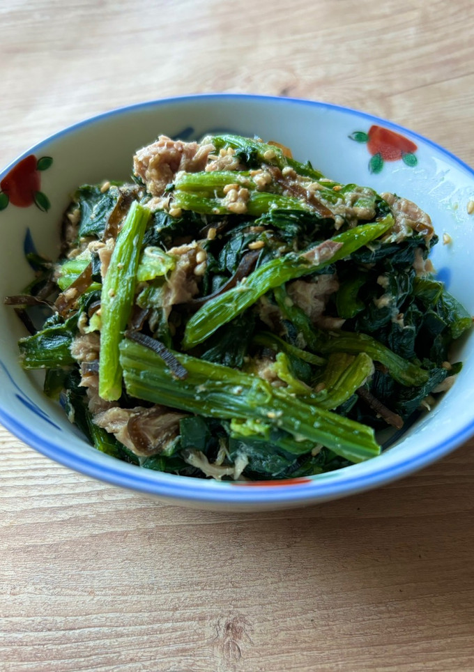 簡単副菜！ほうれん草とツナのごま和え-レシピのメイン写真