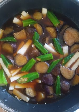 揚げ焼きナス＆オクラ＆長芋の酢の物♪-レシピのメイン写真