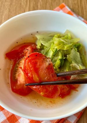 煮込み2分!トマトとレタスの煮浸し-レシピのメイン写真