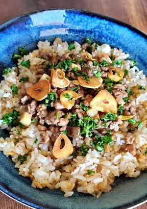 ひき肉とエリンギの鬼旨ガーリックライス-レシピのメイン写真