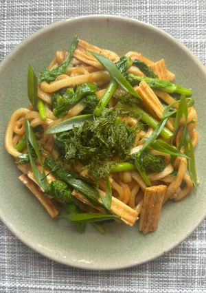 腐竹と菜の花の焼きうどん-レシピのメイン写真