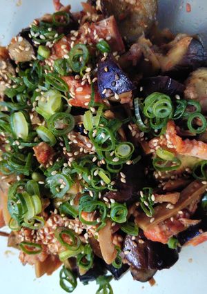 蒸しナスと惣菜のメンマとサラダチキン和え-レシピのメイン写真