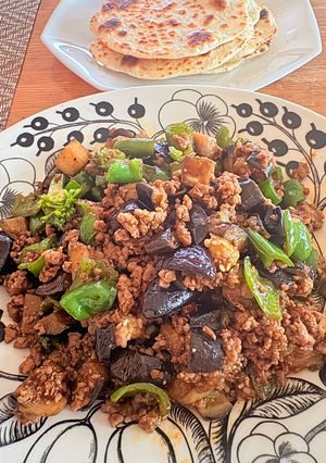 茄子とピーマンのキーマカレー風炒め♫-レシピのメイン写真