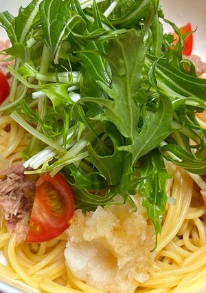 シーチキンと水菜のおろしゆずポン酢パスタ-レシピのメイン写真