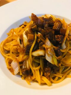 惣菜/豚三枚肉と長ネギの和風パスタ-レシピのメイン写真