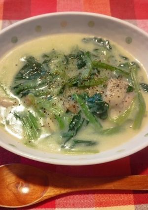 豆乳で簡単♡小松菜と鶏肉のクリーム煮🎵-レシピのメイン写真
