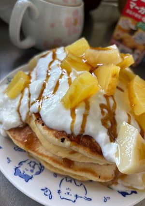 ~ヨーグルト~ホットケーキ🍎🍇🍋🍐-レシピのメイン写真