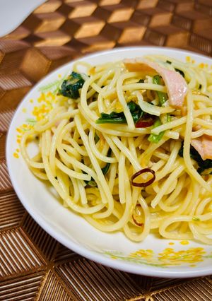 桜海老とほうれん草の濃厚ペペロンチーノ-レシピのメイン写真