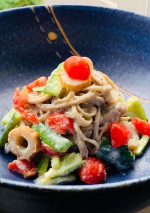 オリーブと夏野菜でおから蕎麦♡-レシピのメイン写真