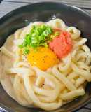 簡単絶品★明太クリーム釜玉うどん