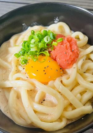 簡単絶品★明太クリーム釜玉うどん-レシピのメイン写真