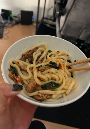 サバ缶の辛味噌うどん-レシピのメイン写真
