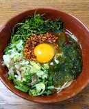 栄養満点！あおさと薬味の冷やしラー油そば