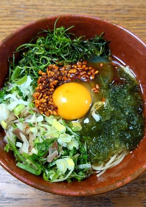栄養満点！あおさと薬味の冷やしラー油そば-レシピのメイン写真