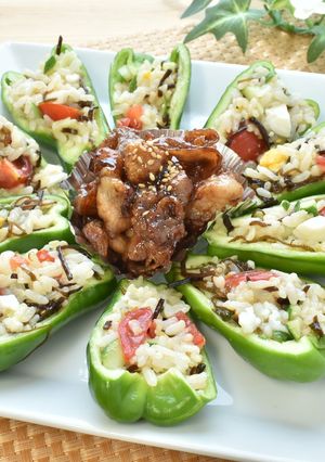 もずく酢飯のピーマンカップ寿司-レシピのメイン写真