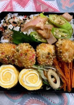 9/8ﾖｯﾁｬﾝ☆鶏肉はんぺん揚げ弁当-レシピのメイン写真