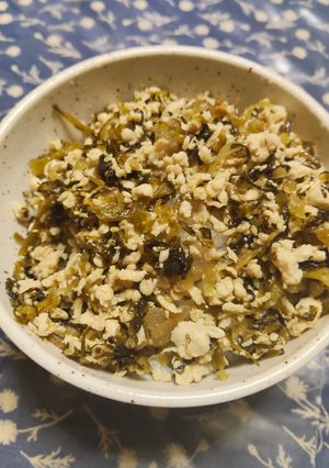 鶏そぼろと高菜炒め-レシピのメイン写真