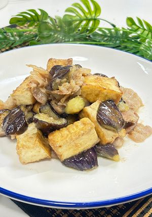 茄子と厚揚げの豚バラめんつゆ味噌炒め-レシピのメイン写真