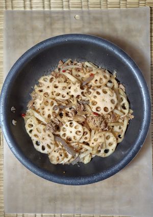 レンコンと豚ひき肉のきんぴら（ごま油なし-レシピのメイン写真
