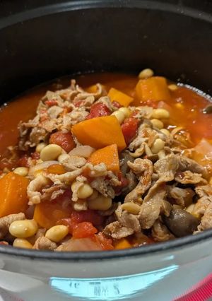 簡単！！栄養抜群！！豚肉と大豆のトマト煮-レシピのメイン写真