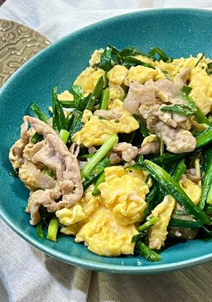 【メインのおかず】豚肉のニラたま炒め-レシピのメイン写真