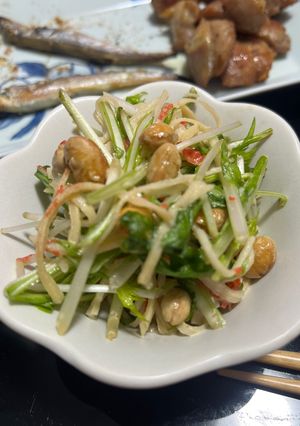 水菜とカニカマ・炒り大豆のごまナムル-レシピのメイン写真