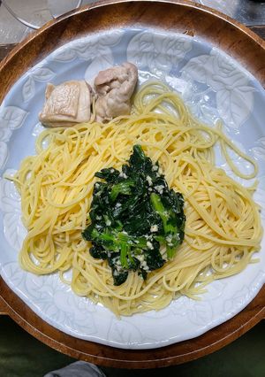 超簡単！ほうれん草ニンニク和風冷製パスタ-レシピのメイン写真