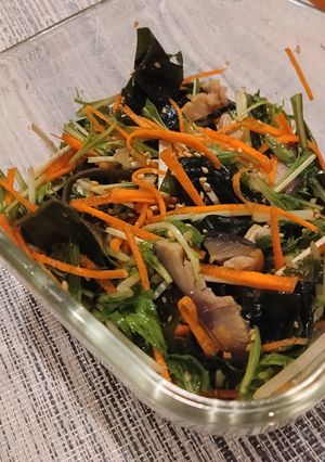 しめ鯖と水菜とわかめの簡単マリネ-レシピのメイン写真